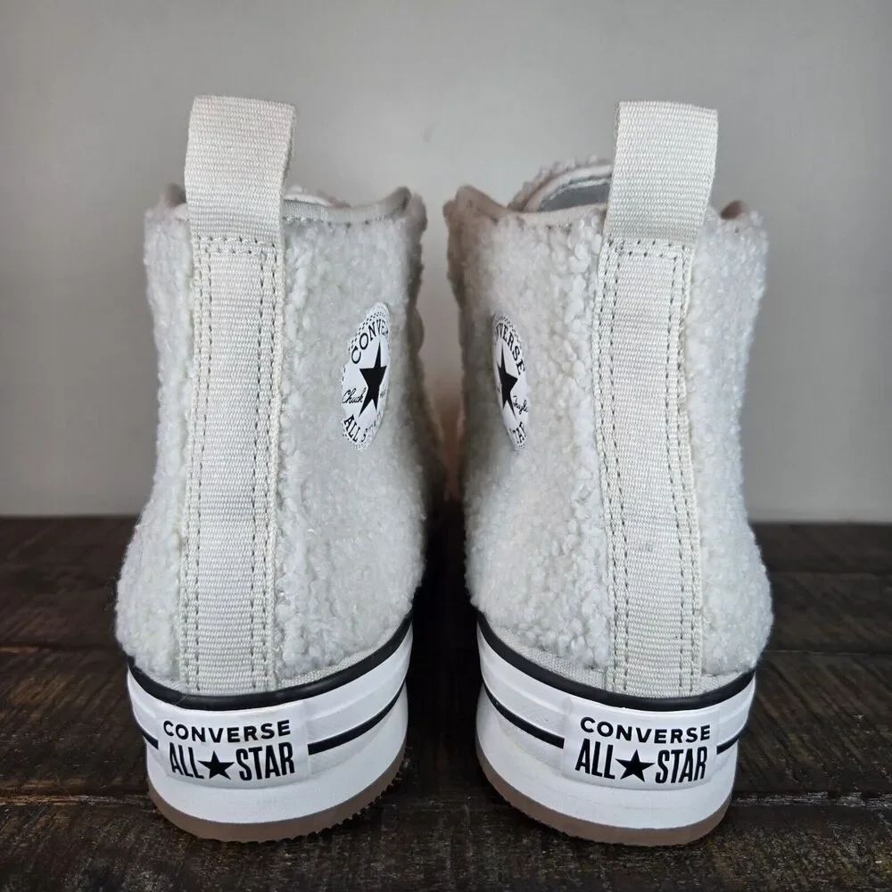 Converse CTAS Mens Size 6 Youth 6 Platform Hi Top Shoes White Sherpa - Picture 4 of 11